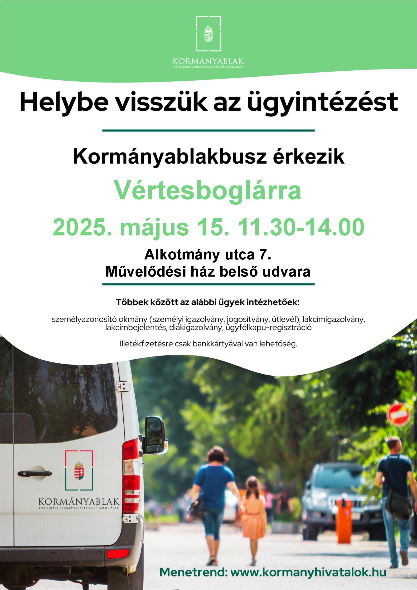 Kormányablakbusz Vértesbogláron